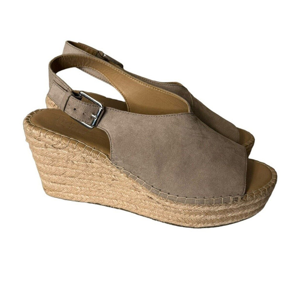 Franco Sarto Torres Suede Platform Wedge Sandals Slingback Taupe Size 11 - Picture 2 of 7